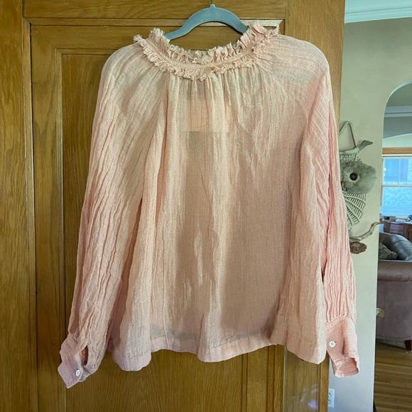 Gorgeous linen Masscob Morant top in peach, large - Picture 3 of 10